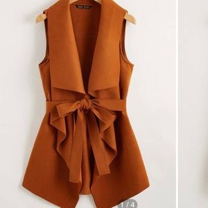 Belted waterfall front vest